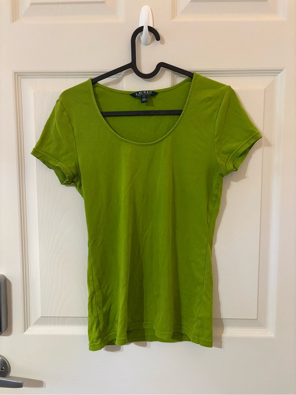Lauren Ralph Lauren Scoop Neck Short Sleeve Tee - Lime Green